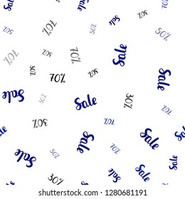 Dark BLUE vector seamless layout with discount of 30, 50, 70%. Illustration with signs of sales on abstract template. Backdrop for mega promotions, discounts.