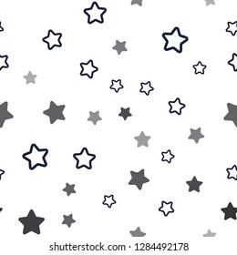 Dark BLUE vector seamless layout with bright stars. Decorative shining illustration with stars on abstract template. Design for textile, fabric, wallpapers.