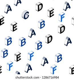 Dark BLUE vector seamless layout with 3D latin alphabet. Shining colorful 3D illustration with isolated letters. Pattern for trendy fabric, wallpapers.