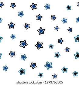 Dark BLUE vector seamless layout with bright stars. Modern geometrical abstract illustration with stars. Design for wallpaper, fabric makers.