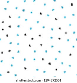 Dark BLUE vector seamless layout with bright snowflakes. Glitter abstract illustration with crystals of ice. Design for wallpaper, fabric makers.