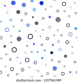 Dark BLUE vector seamless layout with circle shapes. Beautiful colored illustration with blurred circles in nature style. Trendy design for wallpaper, fabric makers.