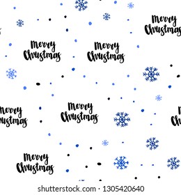 Dark BLUE vector seamless layout with bright snowflakes. Shining colorful illustration with snow on abstract template. Trendy design for wallpaper, fabric makers.