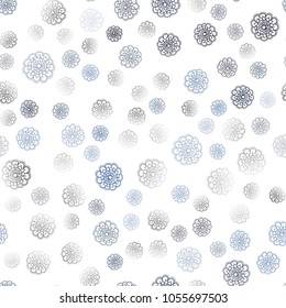 Dark BLUE vector seamless natural elegant background. Shining colored illustration with flowers in doodle style. Brand-new style for your business design.
