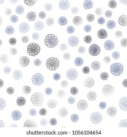 Dark BLUE vector seamless natural elegant artwork. Glitter abstract illustration with doodles and flowers. The best blurred design for your business.