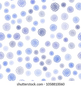 Dark BLUE vector seamless natural elegant pattern. Doodle illustration of flowers in Origami style with gradient. Completely new template for your brand book.