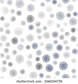 Dark BLUE vector seamless natural abstract template. Colorful illustration in doodle style with flowers. Brand-new design for your business.