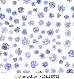 Dark BLUE vector seamless natural abstract background. Sketchy doodles with flowers on blurred background. A new texture for your design.