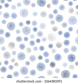 Dark BLUE vector seamless natural abstract template. Modern geometrical abstract illustration with flowers. Completely new template for your business design.
