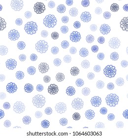 Dark BLUE vector seamless natural elegant pattern. Doodle illustration of flowers in Origami style with gradient. Pattern for wallpapers and coloring books.