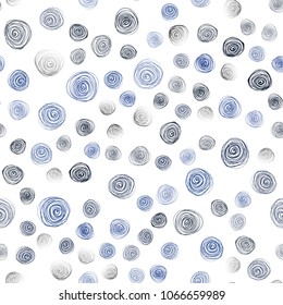 Dark BLUE vector seamless natural elegant background. Sketchy doodles with flowers on blurred background. Pattern for heads of websites and designs.