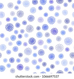 Dark BLUE vector seamless natural elegant pattern. Brand-new colored illustration in blurry style with flowers. Doodle design can be used for your web site.