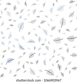 Dark BLUE vector seamless  natural elegant template. Colorful abstract illustration with leaves in doodle style. Brand-new design for your business.