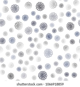 Dark BLUE vector seamless natural elegant pattern. Shining colored illustration with flowers in doodle style. Hand painted design for web, leaflet, textile.