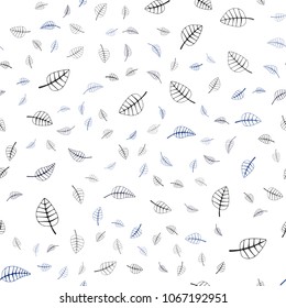 Dark BLUE vector seamless  natural abstract design. leaves on blurred abstract background with gradient. Template for backgrounds of cell phones.