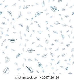 Dark BLUE vector seamless  natural elegant pattern. Creative illustration in blurred style with leaves. The textured pattern can be used for website.