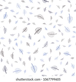 Dark BLUE vector seamless  natural elegant template. Blurred decorative design in Indian style with leaves. Doodle design can be used for your web site.