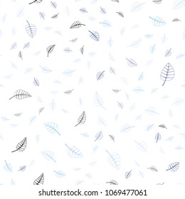 Dark BLUE vector seamless  natural abstract template. Brand-new colored illustration in blurry style with leaves. The textured pattern can be used for website.