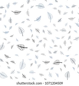 Dark BLUE vector seamless  natural elegant artwork. leaves on elegant natural pattern with gradient. Completely new template for your brand book.