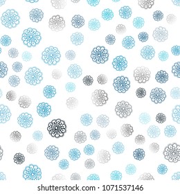 Dark BLUE vector seamless natural elegant background. Flowers on blurred abstract background with gradient. Doodle design can be used for your web site.