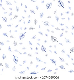 Dark BLUE vector seamless  natural abstract pattern. Colorful abstract illustration with leaves in doodle style. Pattern for wallpapers and coloring books.