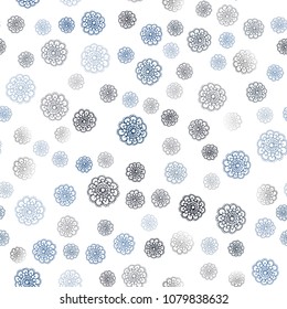 Dark BLUE vector seamless natural elegant pattern. Modern geometrical abstract illustration with flowers. Brand-new design for your business.