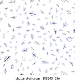 Dark BLUE vector seamless  natural elegant pattern. Colorful abstract illustration with leaves in doodle style. The best blurred design for your business.