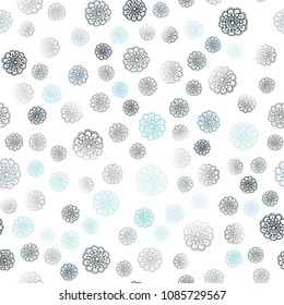 Dark BLUE vector seamless natural abstract template. Colorful abstract illustration with flowers in doodle style. The textured pattern can be used for website.