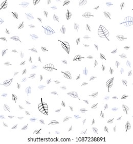 Dark BLUE vector seamless  natural elegant background. leaves on elegant natural pattern with gradient. Hand painted design for web, wrapping, wallpaper.