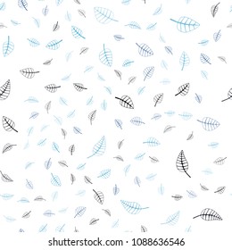 Dark BLUE vector seamless  natural elegant artwork. Doodle illustration of leaves in Origami style with gradient. Completely new design for your business.