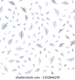 Dark BLUE vector seamless  natural elegant artwork. Colorful abstract illustration with leaves in doodle style. Brand-new design for your business.