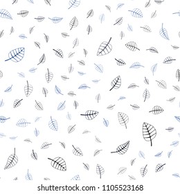 Dark BLUE vector seamless  natural elegant background. Glitter abstract illustration with doodles and leaves. Pattern for colorful books and pages for kids.