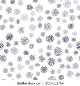 Dark BLUE vector seamless natural abstract template. Decorative illustration with doodles on abstract template. The best blurred design for your business.
