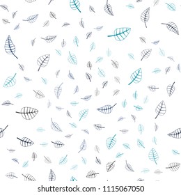 Dark BLUE vector seamless  natural elegant pattern. A vague abstract illustration with leaves in doodles style. Pattern for heads of websites and designs.