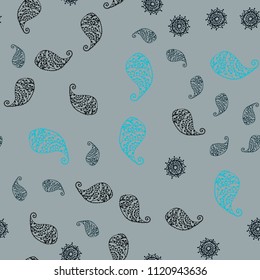 Dark BLUE vector seamless natural backdrop with leaves and flowers. Creative illustration in blurred style with leaves, flowers. Brand new design for your business.