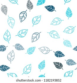 Dark BLUE vector seamless natural pattern with leaves. Decorative illustration with doodles on abstract template. Template for business cards, websites.