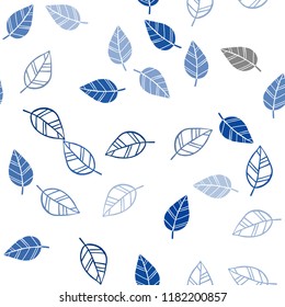 Dark BLUE vector seamless natural pattern with leaves. leaves on elegant natural pattern with gradient. Template for business cards, websites.