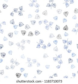 Dark BLUE vector seamless natural pattern with leaves. Colorful abstract illustration with leaves in doodle style. Template for business cards, websites.