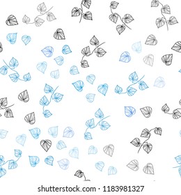 Dark BLUE vector seamless natural artwork with leaves. New colorful illustration in doodle style with leaves. Pattern for design of window blinds, curtains.