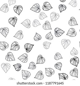 Dark BLUE vector seamless natural background with leaves. Shining colored illustration with leaves in doodle style. Design for textile, fabric, wallpapers.
