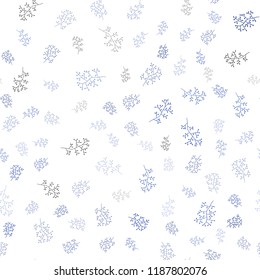 Dark BLUE vector seamless natural artwork with leaves, branches. Colorful abstract illustration with leaves in doodle style. Pattern for design of window blinds, curtains.