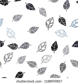 Dark BLUE vector seamless natural artwork with leaves. Sketchy doodles with leaves on blurred background. Pattern for design of window blinds, curtains.