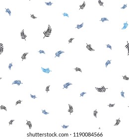 Dark BLUE vector seamless natural background with leaves. An elegant bright illustration with leaves in Natural style. Design for textile, fabric, wallpapers.