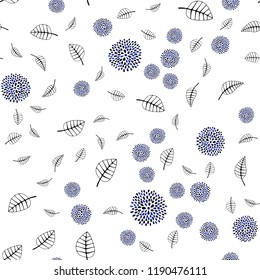 Dark BLUE vector seamless natural artwork with leaves, flowers. Creative illustration in blurred style with leaves, flowers. Pattern for design of window blinds, curtains.