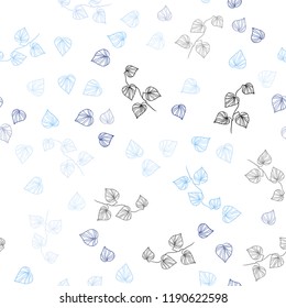 Dark BLUE vector seamless natural background with leaves. leaves on elegant natural pattern with gradient. Design for textile, fabric, wallpapers.