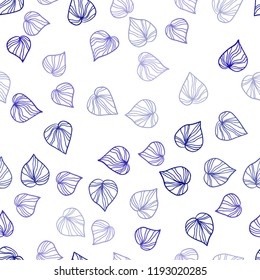 Dark BLUE vector seamless natural artwork with leaves. Sketchy doodles with leaves on blurred background. Pattern for trendy fabric, wallpapers.