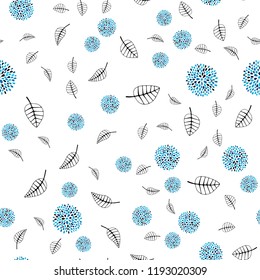 Dark BLUE vector seamless natural pattern with leaves, flowers. Colorful illustration in doodle style with leaves, flowers. Pattern for trendy fabric, wallpapers.
