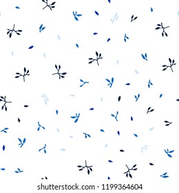 Dark BLUE vector seamless natural background with leaves. Brand new colored illustration in blurry style with leaves. Pattern for design of window blinds, curtains.