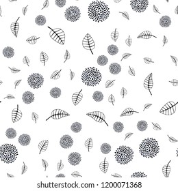 Dark BLUE vector seamless natural backdrop with leaves, flowers. Gradient Leaves, flowers on white background. Pattern for design of fabric, wallpapers.