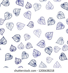 Dark BLUE vector seamless natural artwork with leaves. Shining colored illustration with leaves in doodle style. Trendy design for wallpaper, fabric makers.